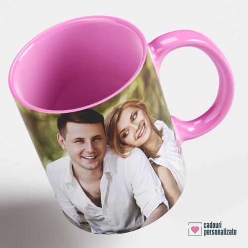 Cană personalizată cu interior roz