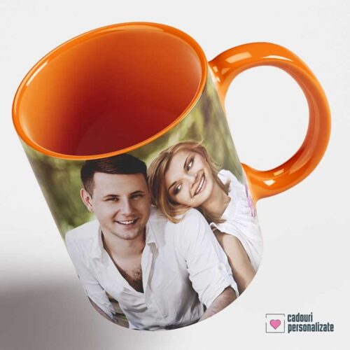 Cană personalizată cu interior portocaliu