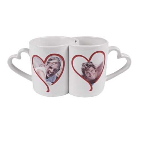 Set cani cuplu cu toarta inima personalizat
