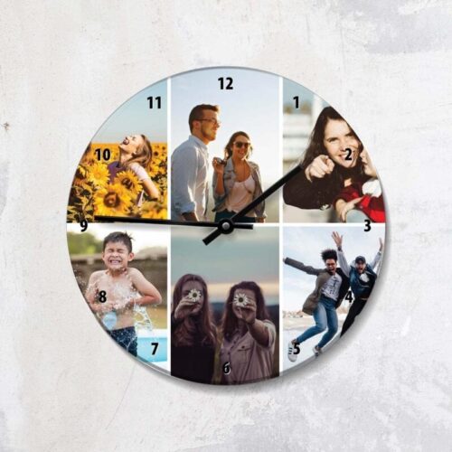 Ceas din sticla personalizat cu 6 poze