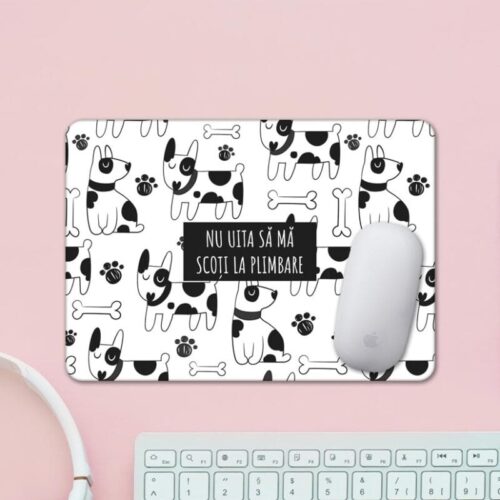 Mouse pad personalizat cu text si fundal cu caini
