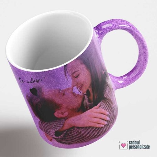 cana glitter mov personalizata