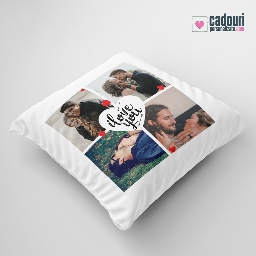 Perna personalizata cu 4 poze si un mesaj