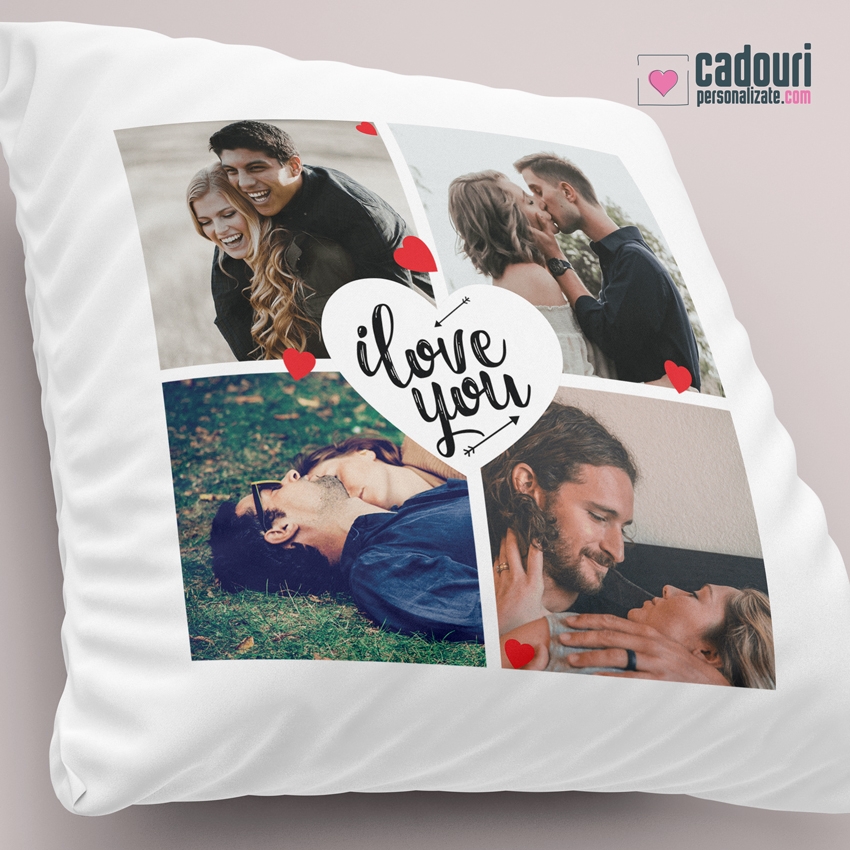 Perna personalizata cu 4 poze si un mesaj