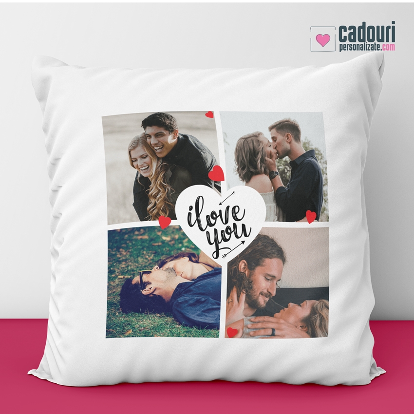 Perna personalizata cu 4 poze si un mesaj