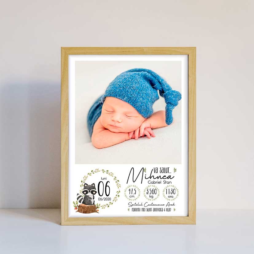Tablou A4 personalizat bebelus baietel cu 1 poza