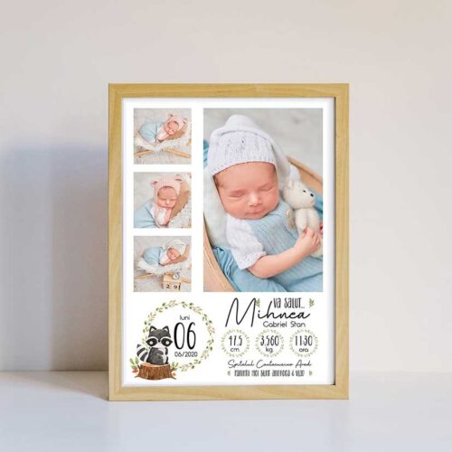 Tablou A4 personalizat bebelus baietel cu 4 poze model 2