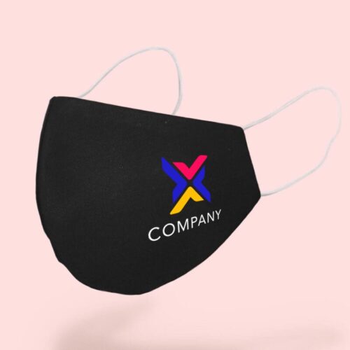 Masca textila neagra personalizata cu logo