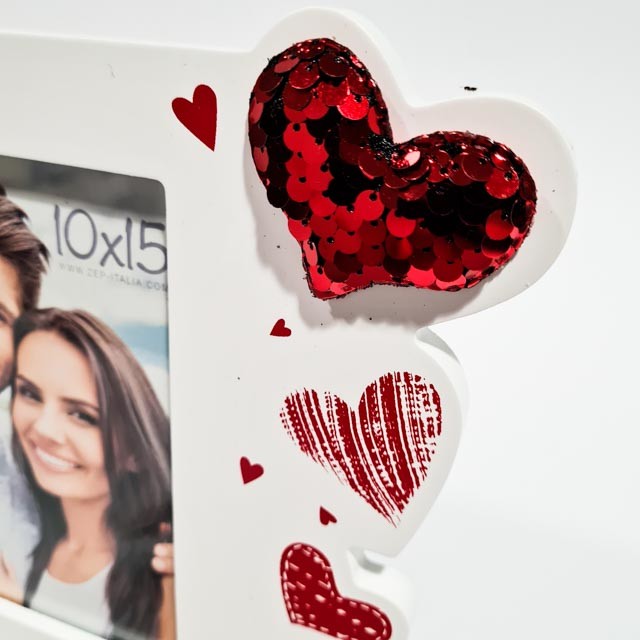 Rama foto Alisia cu inima paiete, 10x15 cm Personalizata cu o Poza
