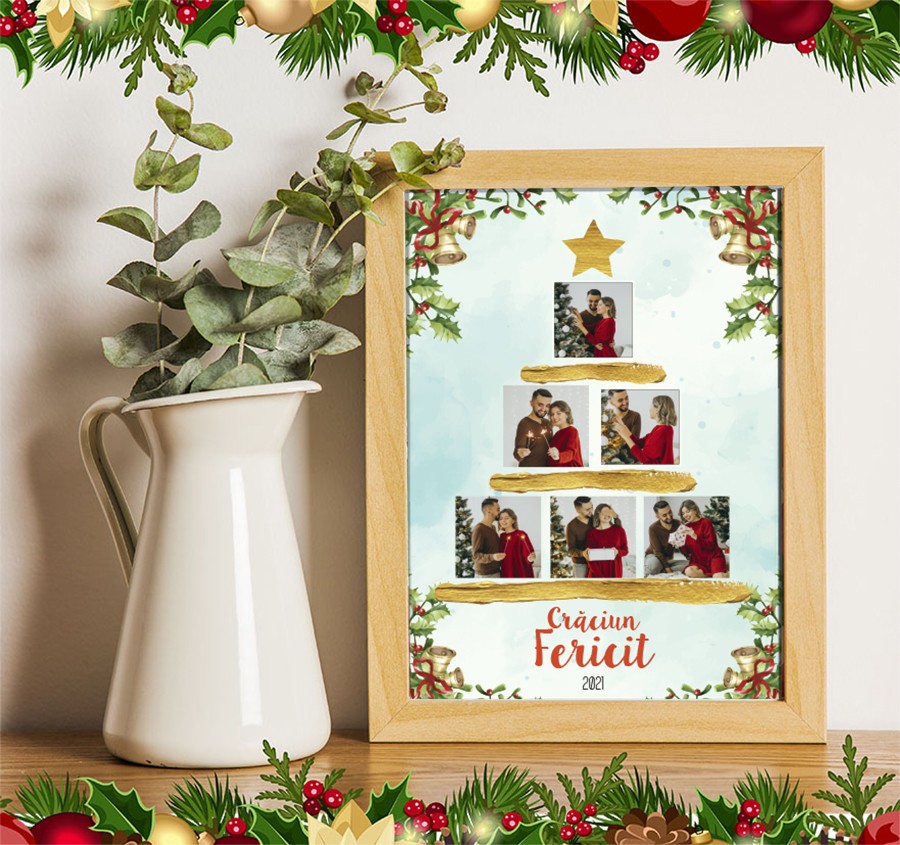 Tablou Craciun A4 personalizat cu 6 poze