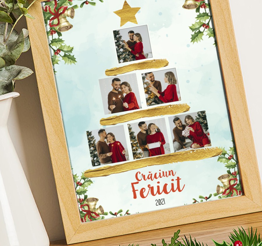 Tablou Craciun A4 personalizat cu 6 poze