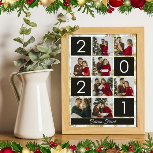 Tablou Craciun 2021 A4 personalizat cu 8 poze