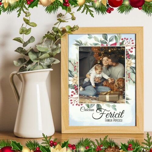 Tablou Craciun A4 personalizat cu 1 poza si text