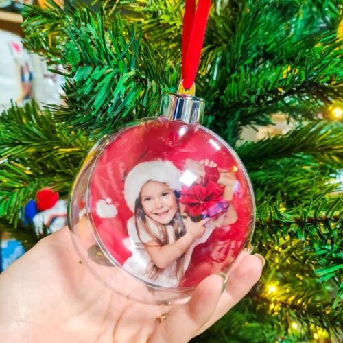 Glob transparent personalizat cu 2 poze 10cm