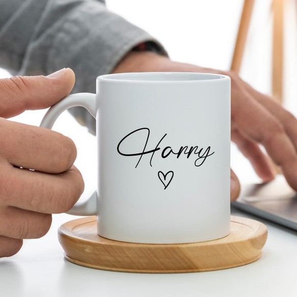 Set 2 Cani albe personalizate cu nume si inimioara