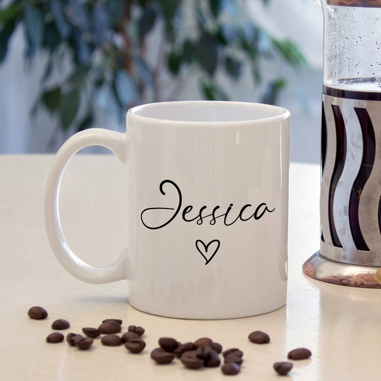 Set 2 Cani albe personalizate cu nume si inimioara