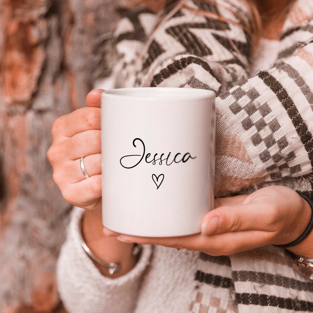 Set 2 Cani albe personalizate cu nume si inimioara