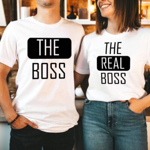 Tricouri Cuplu Personalizate - The boss & The real boss