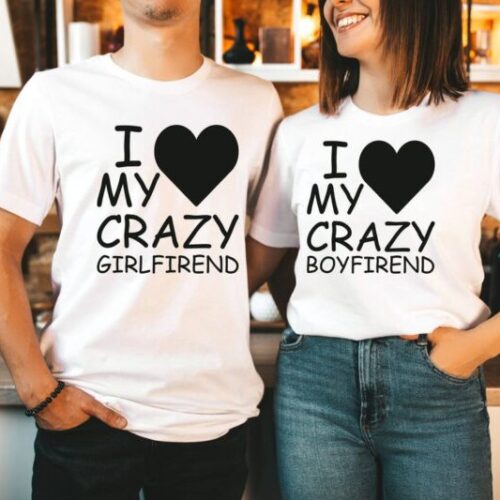Tricouri Cuplu Personalizate - I love my crazy boyfriend