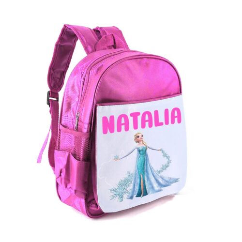 Ghiozdan roz personalizat cu personaj preferat si nume