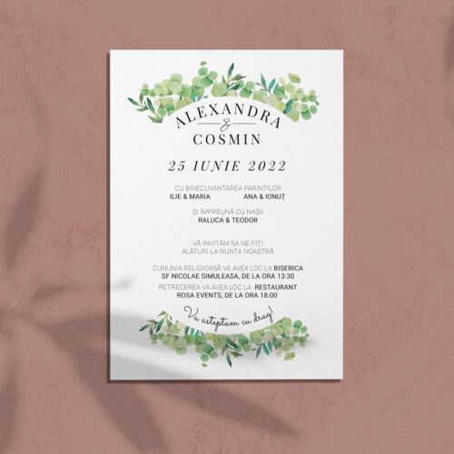 Invitatie de nunta - Tematica Frunze Verzi