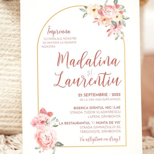 Invitatie de Nunta cu Buchete de Flori