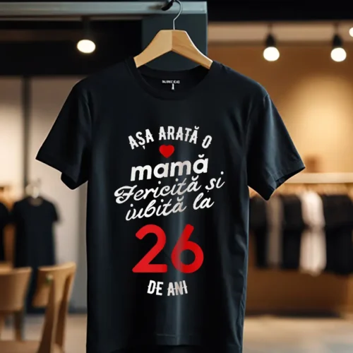 tricou personalizat asa arata mama fericita si iubita la 26 de ani_Tricou