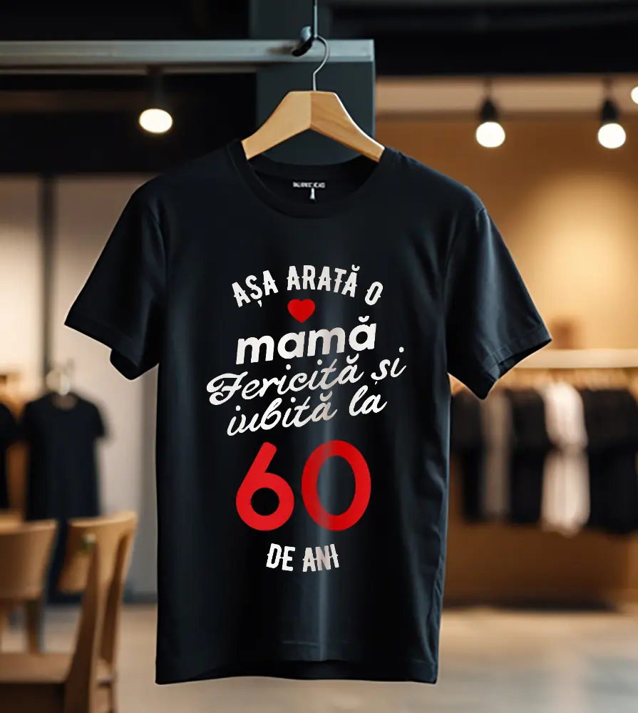 tricou personalizat asa arata mama fericita si iubita la 60 de ani_Tricou