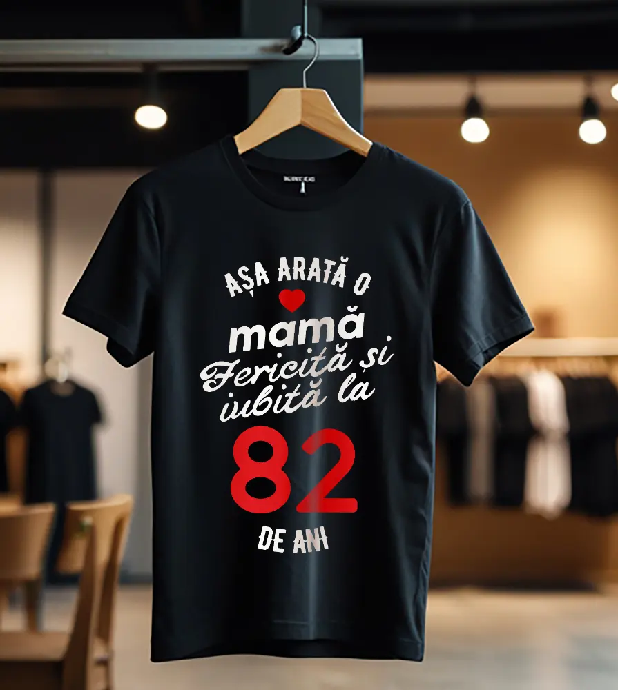 tricou personalizat asa arata mama fericita si iubita la 82 de ani_Tricou